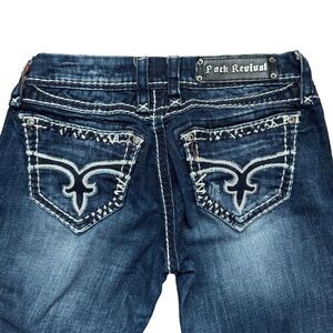 Rock Revival Womens Charlotte Skinny Dark Wash Sequin Jeans Size 27